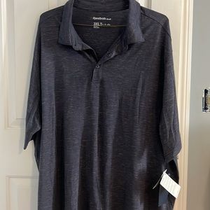Reebok Golf polo. 3XLT. Navy-gray, with orange pattern.